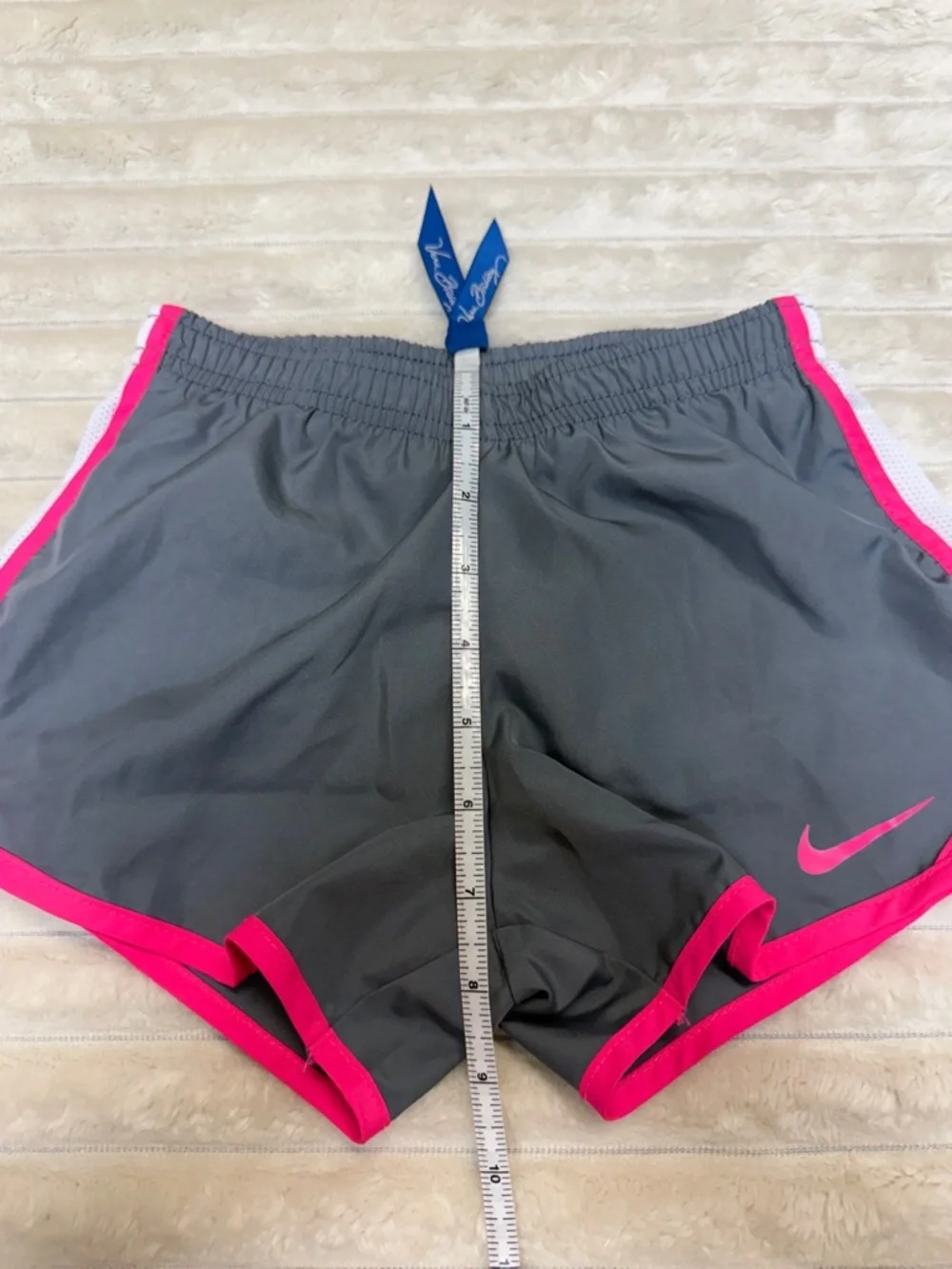 Nike: Girls Dri-Fit Gray, Pink, White Athletic Shorts, Size M (5-6Y)